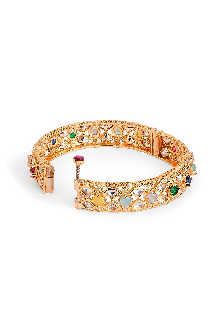 Gold Plated Multi-Colored Gemstone Bangle by Curio Cottage at Pernia's Pop Up Shop