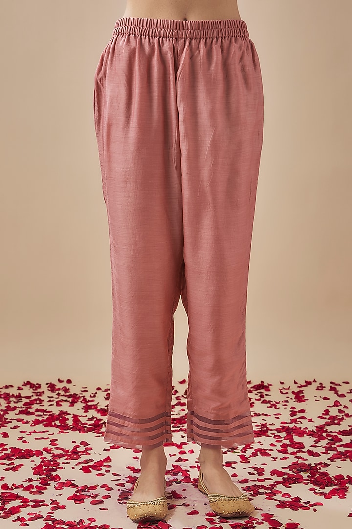 Rust Cotton Silk Resham & Bead Embroidered Kaftan Set by Cupid Cotton at Pernia's Pop Up Shop