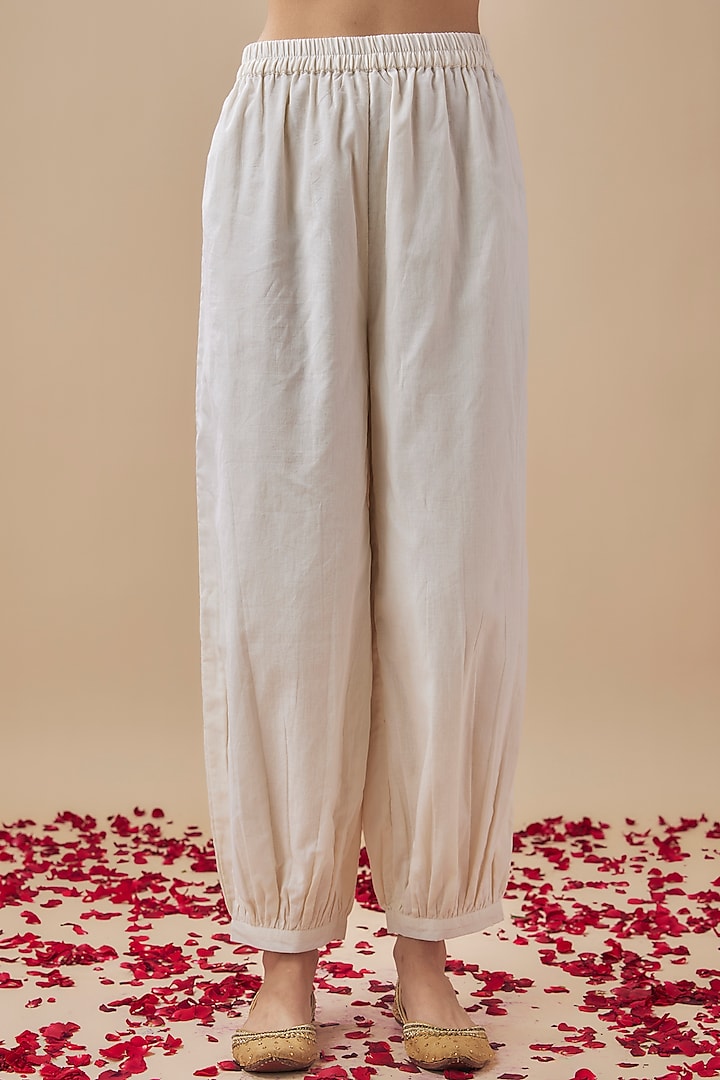 Ivory Chanderi Silk Pintuck Kurta Set by Cupid Cotton at Pernia's Pop Up Shop