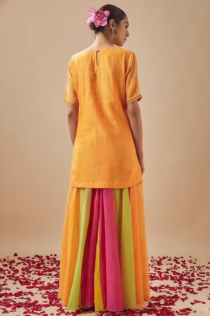 Multi-Colored Chanderi Silk & Organza Party Wear Sharara Set by Cupid Cotton at Pernia's Pop Up Shop
