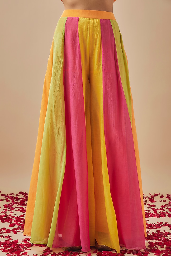 Multi-Colored Chanderi Silk & Organza Party Wear Sharara Set by Cupid Cotton at Pernia's Pop Up Shop