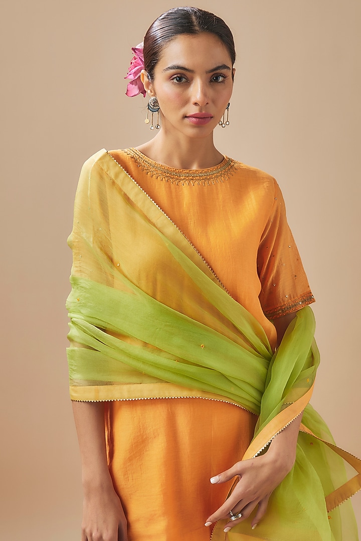 Multi-Colored Chanderi Silk & Organza Party Wear Sharara Set by Cupid Cotton at Pernia's Pop Up Shop