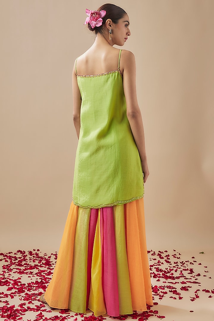 Multi-Colored Chanderi Silk & Organza Party Wear Sharara Set by Cupid Cotton at Pernia's Pop Up Shop