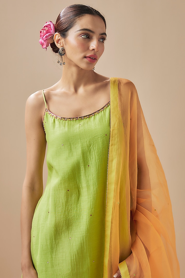 Multi-Colored Chanderi Silk & Organza Party Wear Sharara Set by Cupid Cotton at Pernia's Pop Up Shop