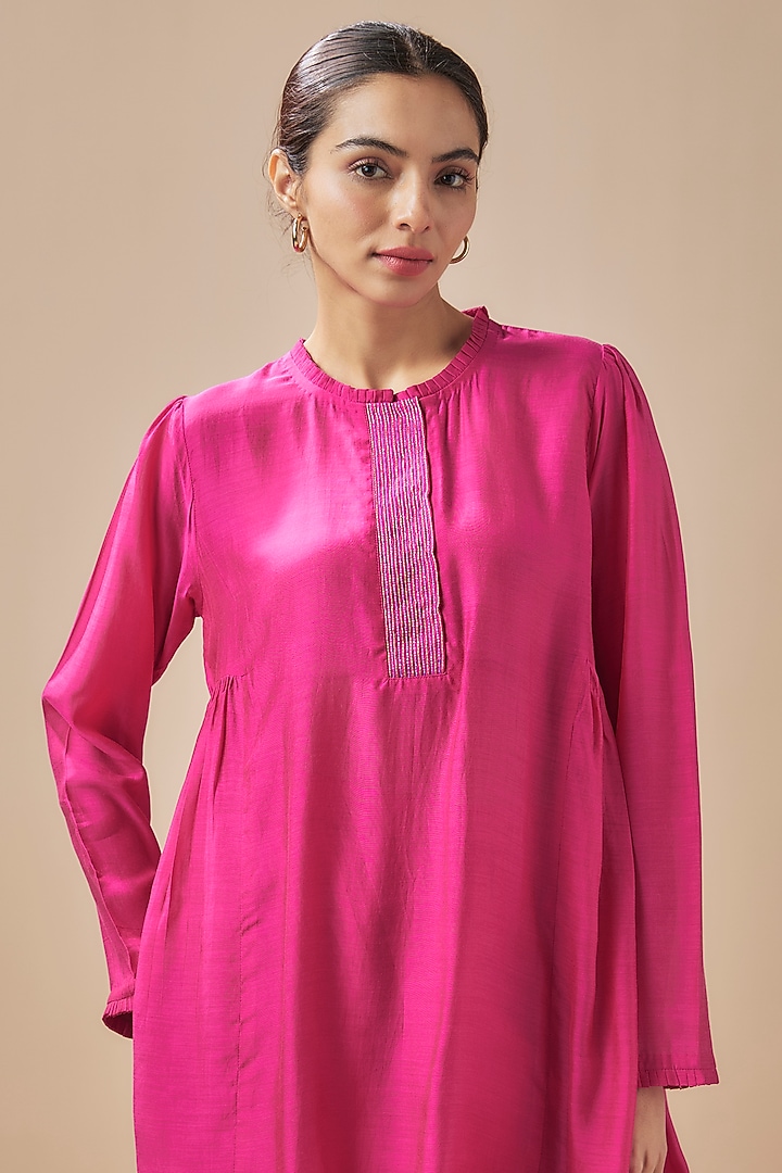 Pink Silk Cotton Cutdana Work Co-Ord Set by Cupid Cotton at Pernia's Pop Up Shop