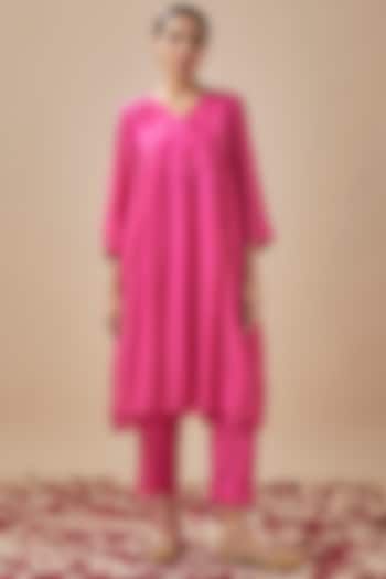 Pink Silk Cotton Sequins Work Co-Ord Set by Cupid Cotton at Pernia's Pop Up Shop