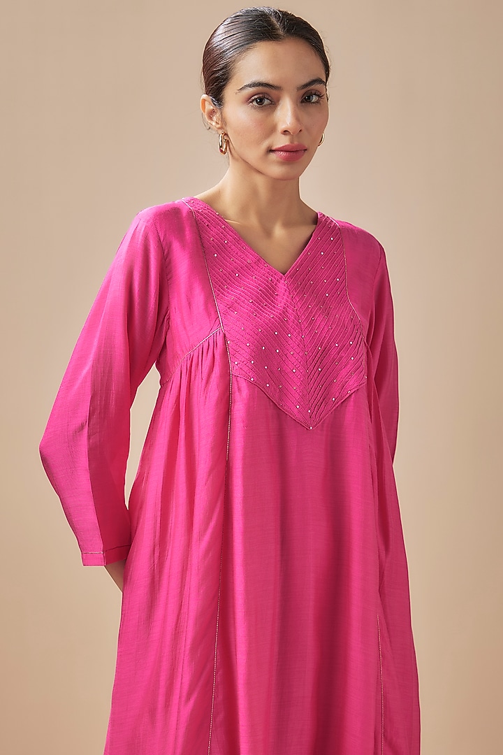 Pink Silk Cotton Sequins Work Co-Ord Set by Cupid Cotton at Pernia's Pop Up Shop