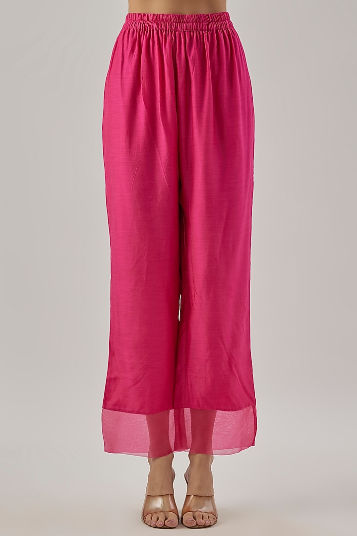 Pink Silk Aari Embroidered Kaftan Set by Cupid Cotton at Pernia's Pop Up Shop