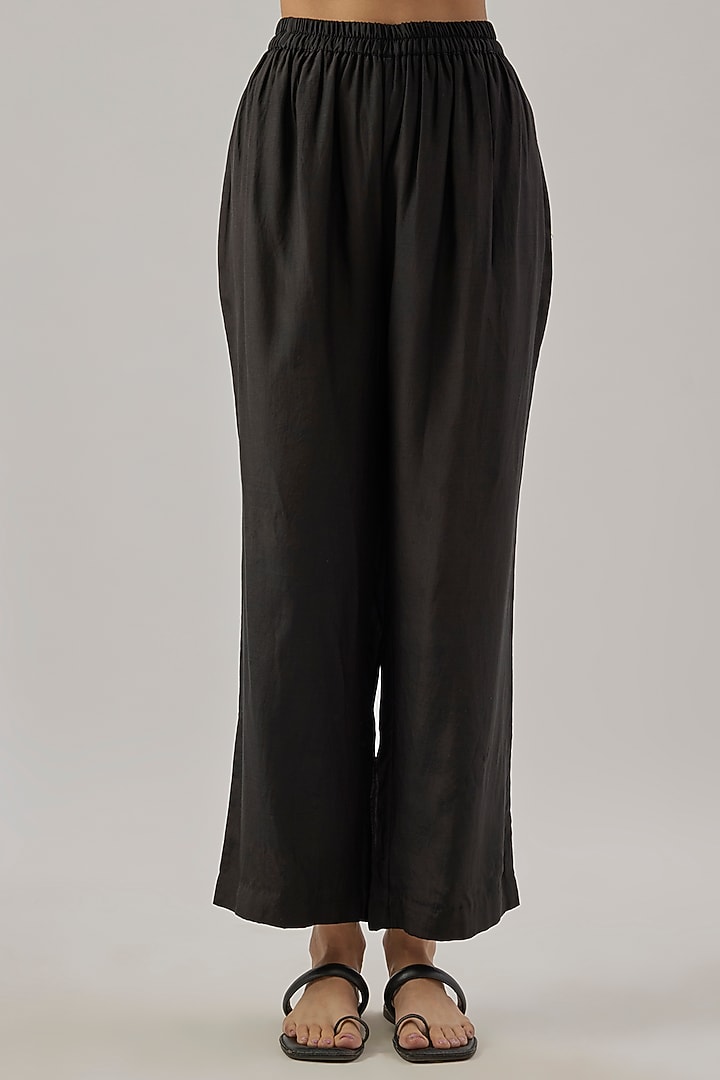 Black Silk Sequins Embroidered Kaftan Set by Cupid Cotton at Pernia's Pop Up Shop