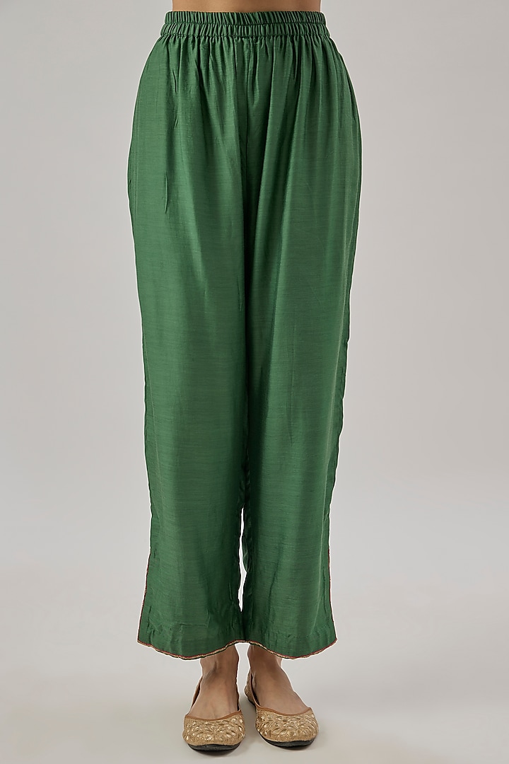 Green Silk Sequins Embroidered Kurta Set by Cupid Cotton at Pernia's Pop Up Shop