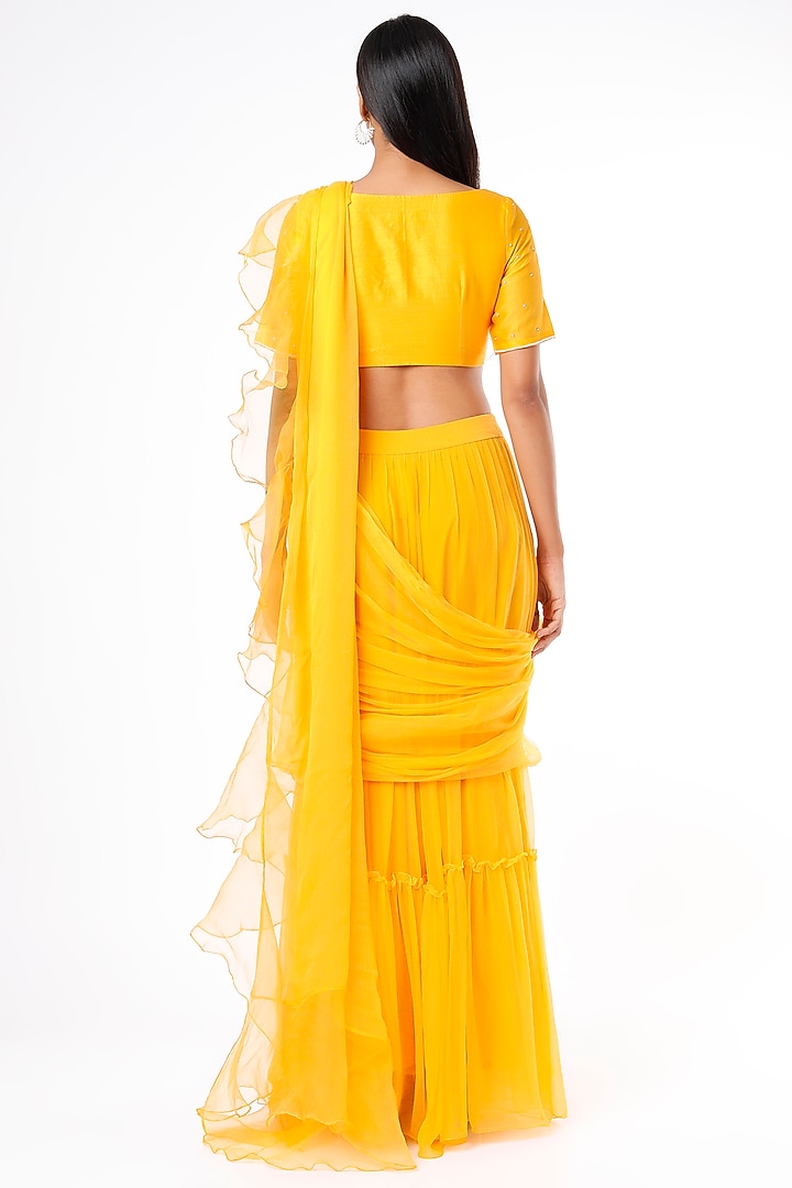 Yellow Embroidered Party Wear Saree Set by Cupid Cotton at Pernia's Pop Up Shop