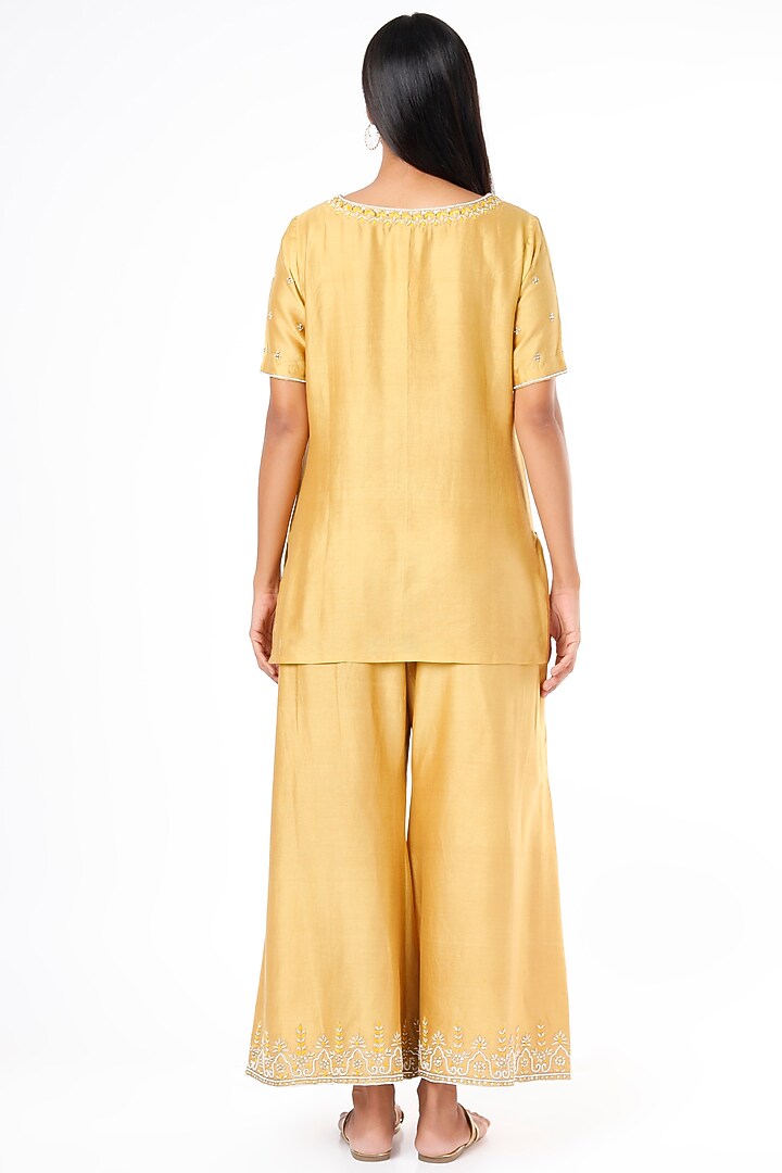 Rusty Gold Embroidered Kurta Set by Cupid Cotton at Pernia's Pop Up Shop