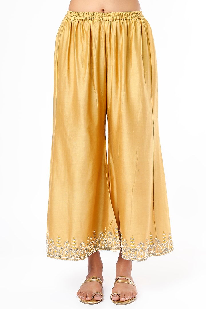 Rusty Gold Embroidered Kurta Set by Cupid Cotton at Pernia's Pop Up Shop