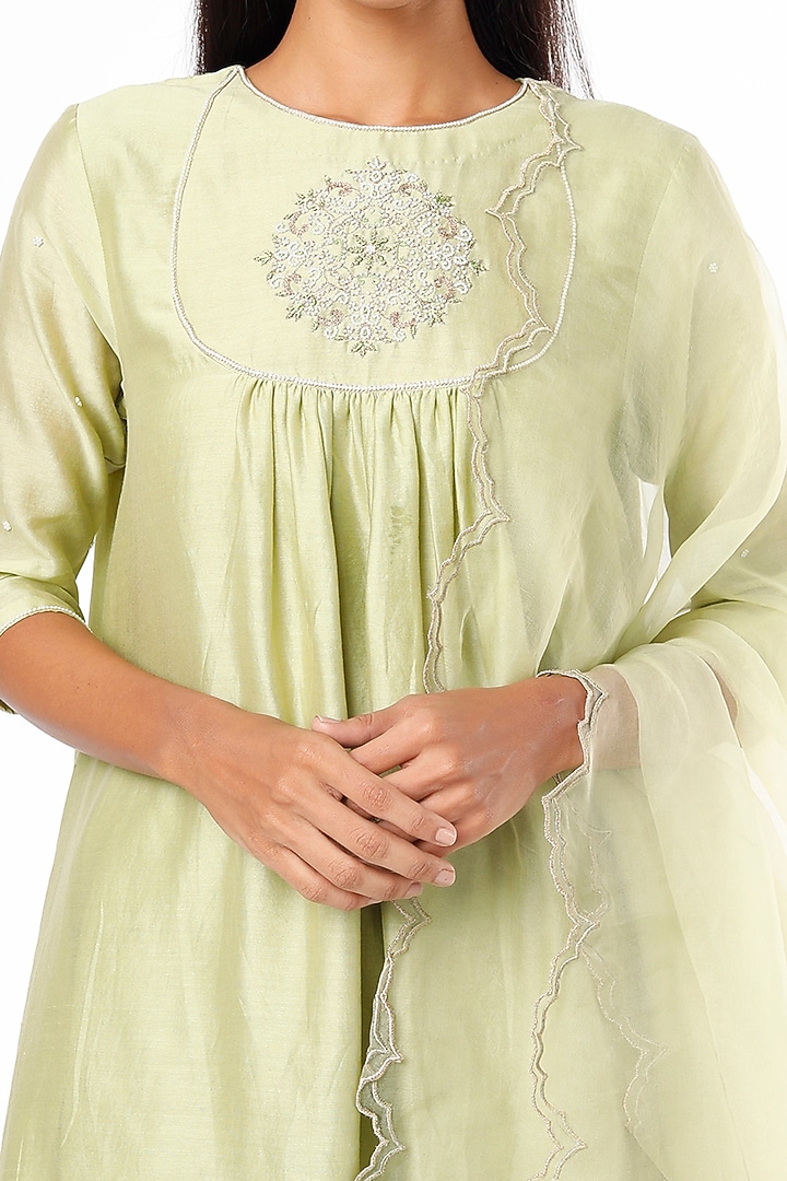Mint Green Embroidered Kurta Set by Cupid Cotton at Pernia's Pop Up Shop