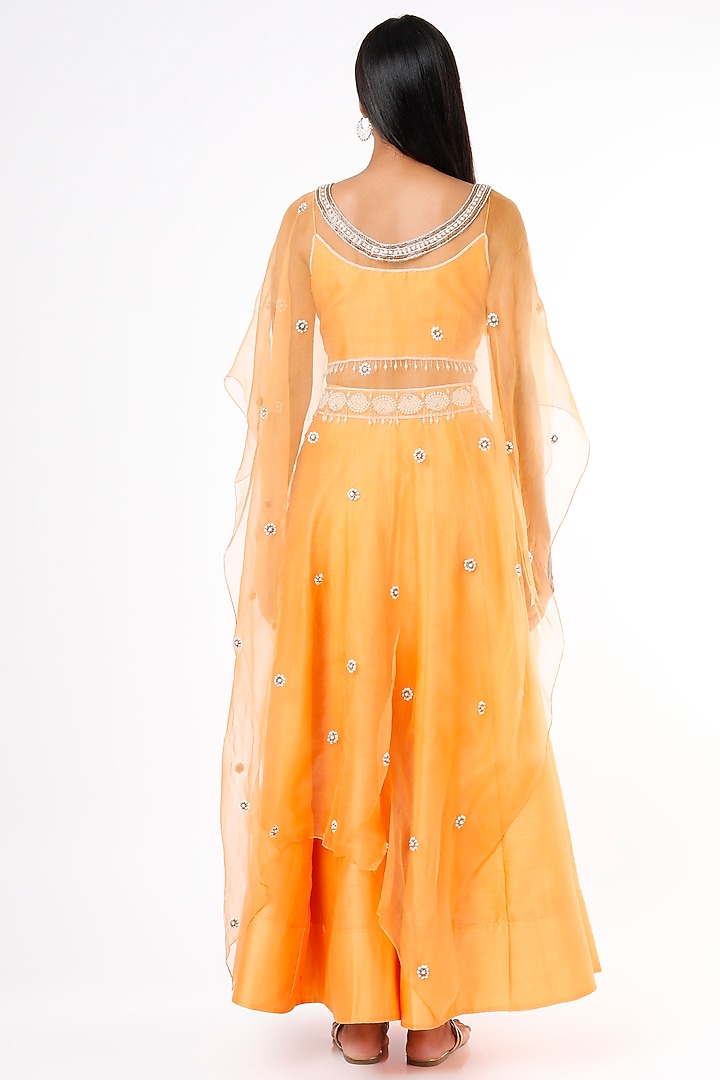 Orange Chanderi Silk Lehenga Set by Cupid Cotton at Pernia's Pop Up Shop