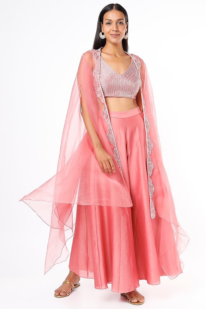 Peach Pink Embellished Pant Set by Cupid Cotton at Pernia's Pop Up Shop