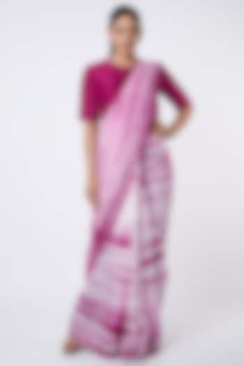 Pink Tie-Dye Saree Set by Cupid Cotton