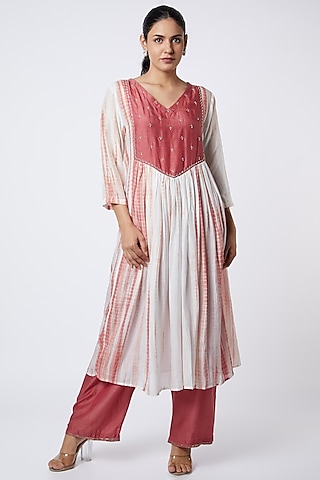 Garnet Tie-Dye Kurta Set by Cupid Cotton