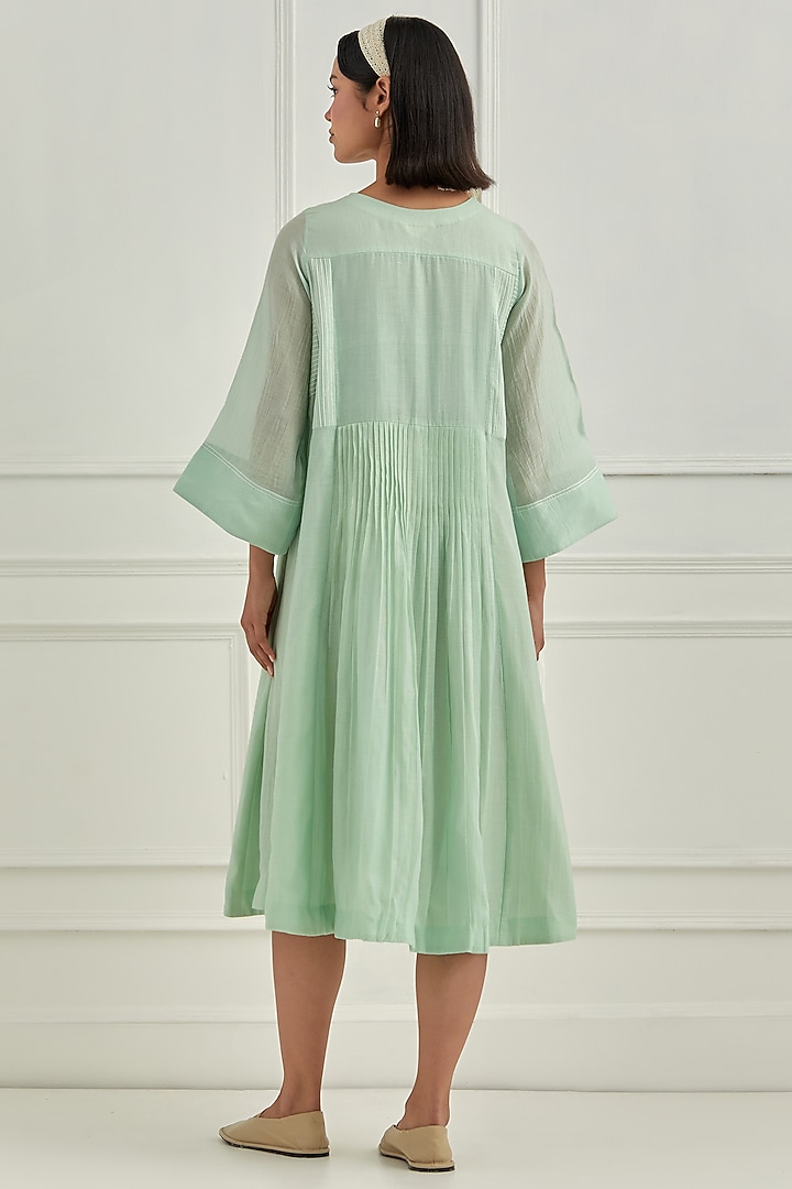 Blue Mul Chanderi Thread Embroidered Vacation Dress by Cupid Cotton at Pernia's Pop Up Shop