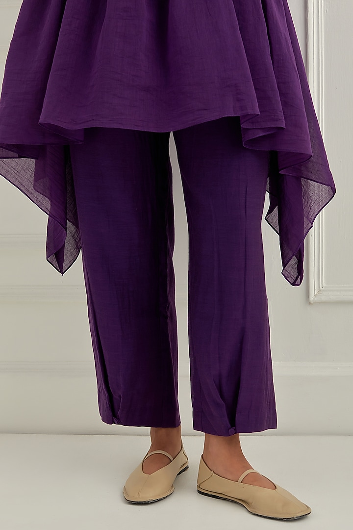 Purple Mul Chanderi Aari Embroidered Co-Ord Set by Cupid Cotton at Pernia's Pop Up Shop