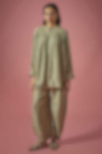 Grey Silk Resham & Poth Embroidered Co-ord Set by Cupid Cotton at Pernia's Pop Up Shop