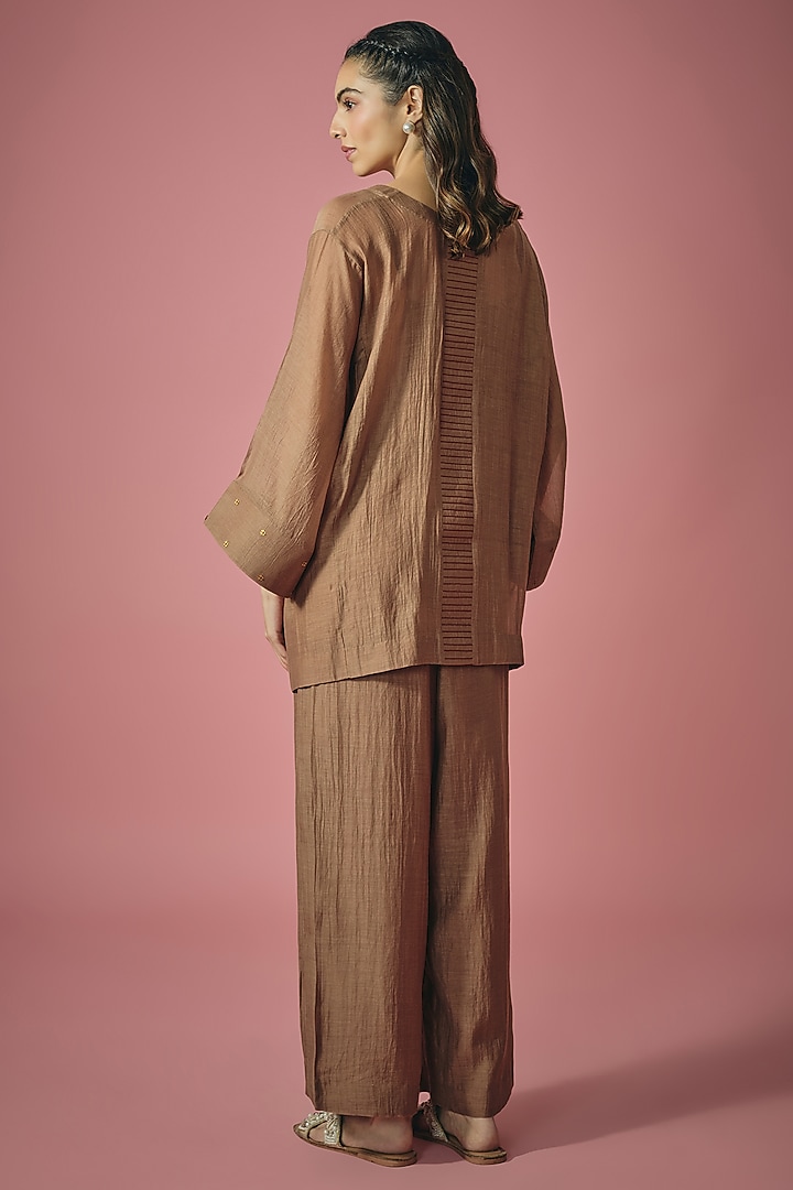 Brown Mul Chanderi Sequin Co-ord Set by Cupid Cotton at Pernia's Pop Up Shop
