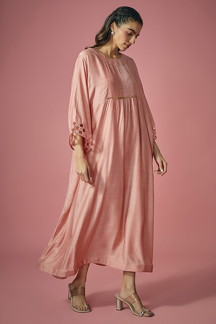 Rust Pink Silk Sequin & Cutwork Summer Dress by Cupid Cotton at Pernia's Pop Up Shop