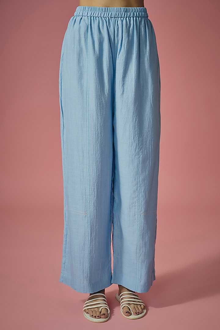 Light Blue Mul Chanderi Thread & Pearl Embroidered Kurta Set by Cupid Cotton at Pernia's Pop Up Shop