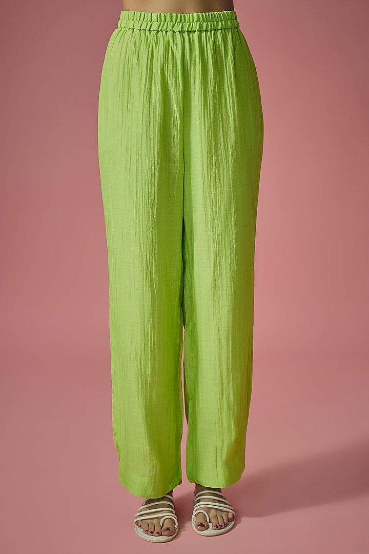 Green Mul Chanderi Pearl Embellished Co-ord Set by Cupid Cotton at Pernia's Pop Up Shop