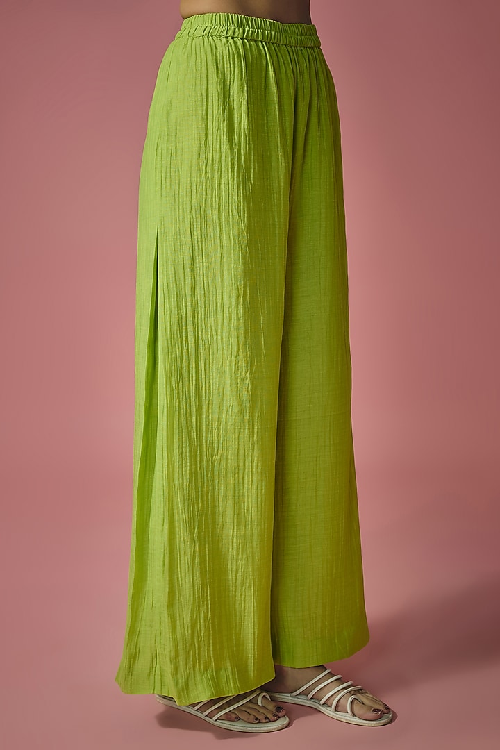 Green Mul Chanderi Resham Cutdana Embroidered Co-ord Set by Cupid Cotton at Pernia's Pop Up Shop