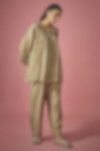 Grey Mul Chanderi Resham & Sequin Embroidered Co-ord Set by Cupid Cotton at Pernia's Pop Up Shop