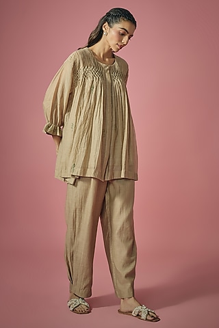 Grey Mul Chanderi Resham & Sequin Embroidered Co-ord Set by Cupid Cotton