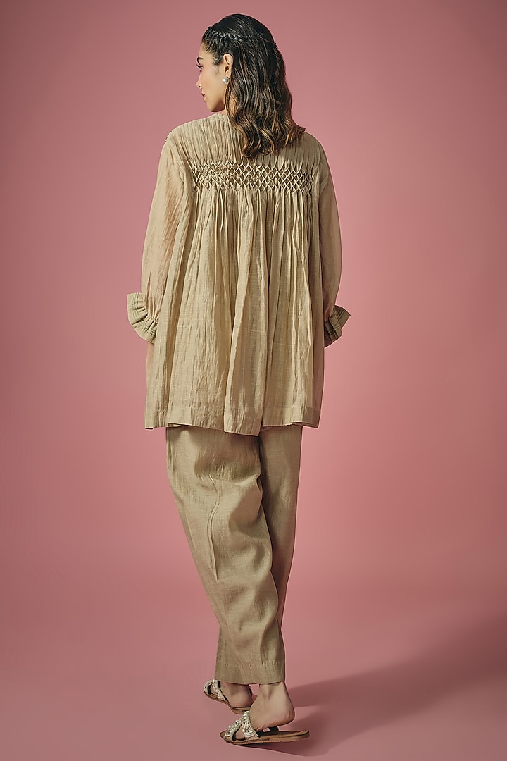 Grey Mul Chanderi Resham & Sequin Embroidered Co-ord Set by Cupid Cotton at Pernia's Pop Up Shop