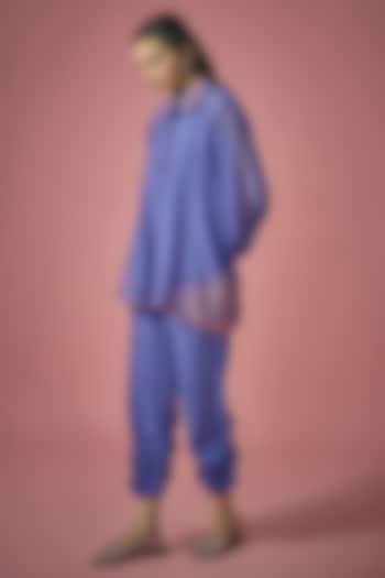 Blue Mul Chanderi Resham & Cutdana Embroidered Co-ord Set by Cupid Cotton at Pernia's Pop Up Shop
