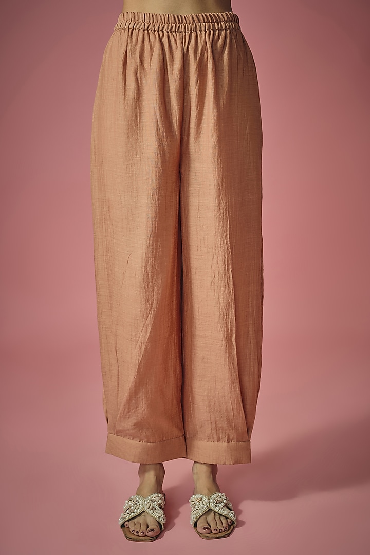 Rust Mul Chanderi Resham & Poth Embroidered Kurta Set by Cupid Cotton at Pernia's Pop Up Shop