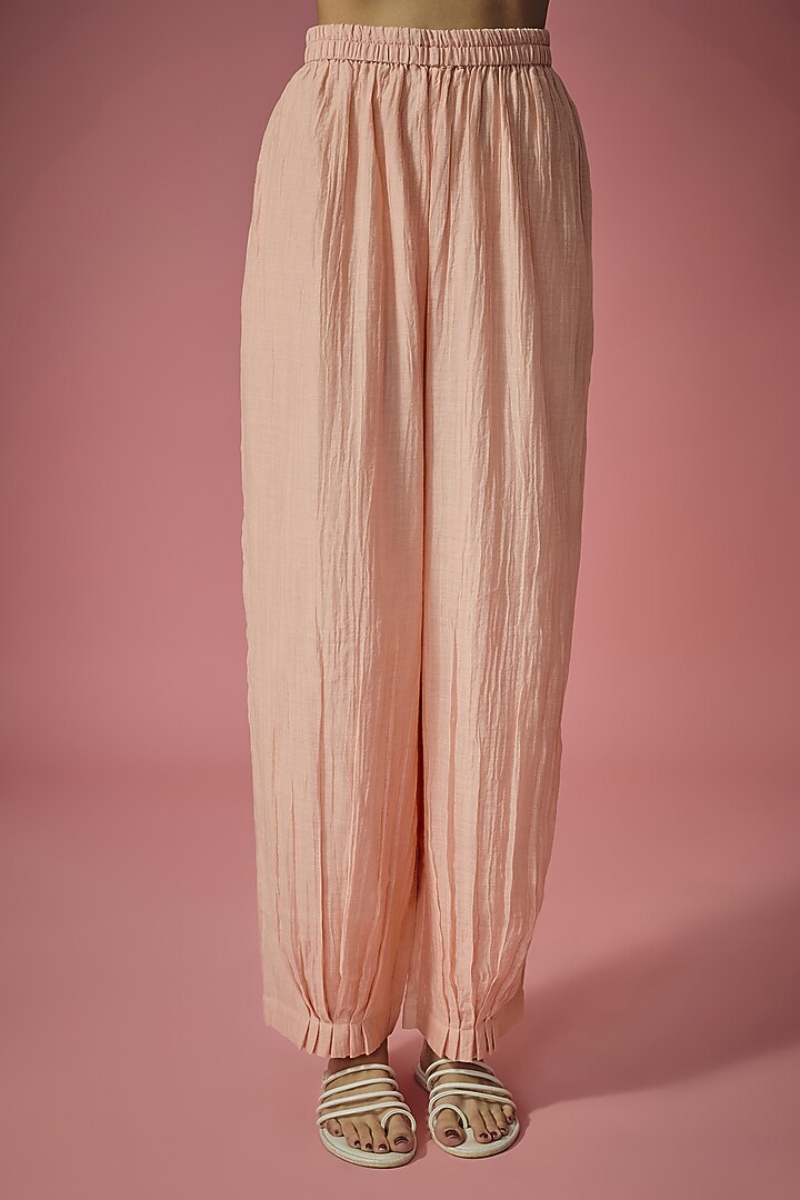 Peach Mul Chanderi Resham Embroidered Co-ord Set by Cupid Cotton at Pernia's Pop Up Shop