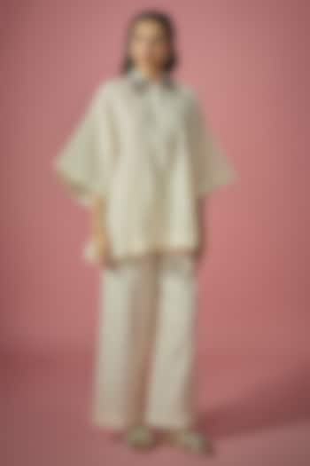 Ivory Mul Chanderi Resham & Sequin Embroidered Co-ord Set by Cupid Cotton at Pernia's Pop Up Shop