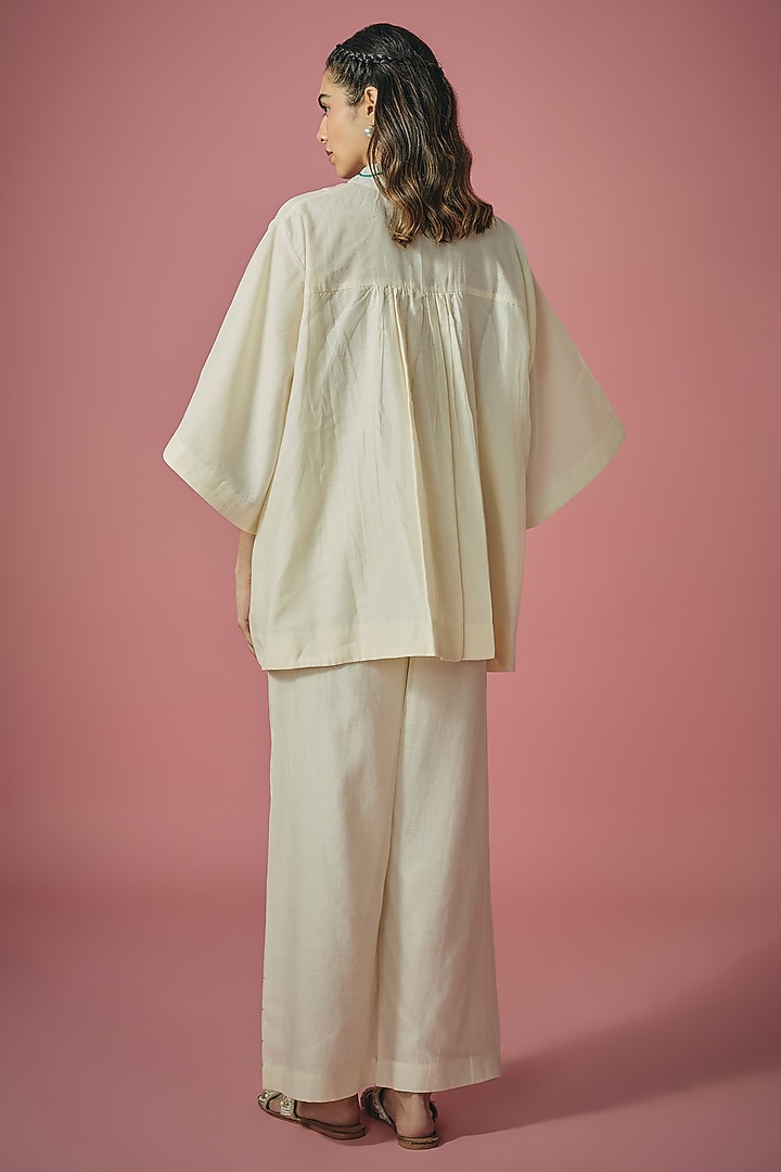 Ivory Mul Chanderi Resham & Sequin Embroidered Co-ord Set by Cupid Cotton at Pernia's Pop Up Shop