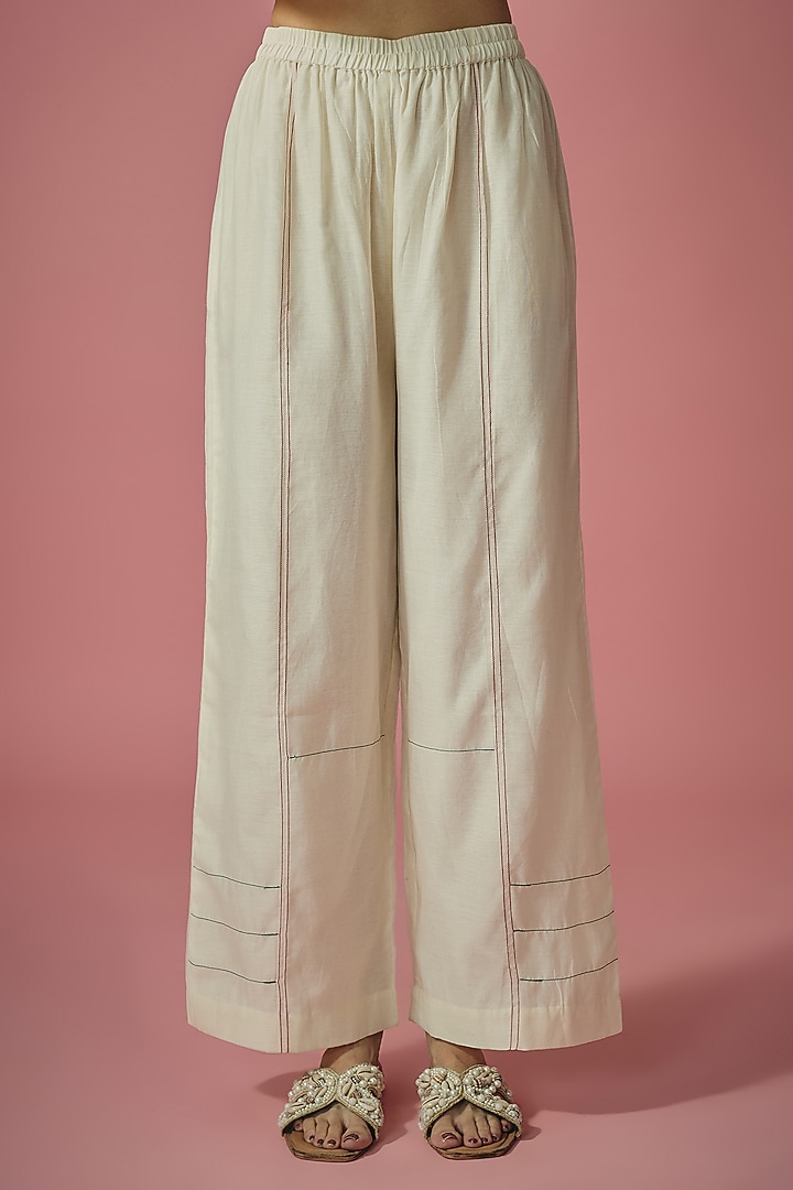 Ivory Mul Chanderi Resham & Sequin Embroidered Co-ord Set by Cupid Cotton at Pernia's Pop Up Shop