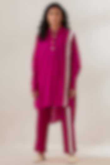 Magenta Slub Cotton Oversized Kurta Set by Cupid Cotton at Pernia's Pop Up Shop