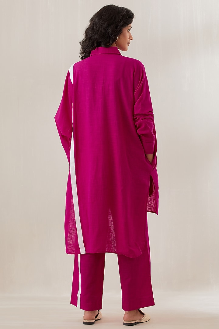 Magenta Slub Cotton Oversized Kurta Set by Cupid Cotton at Pernia's Pop Up Shop