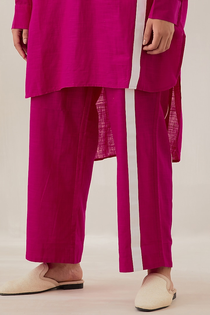 Magenta Slub Cotton Oversized Kurta Set by Cupid Cotton at Pernia's Pop Up Shop