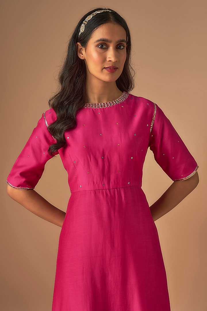 Pink Silk & Organza Zardosi Work Party Wear Sharara Set by Cupid Cotton at Pernia's Pop Up Shop