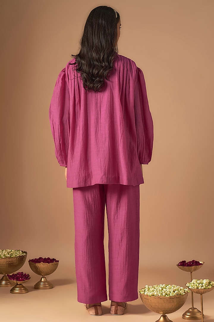 Pink Chanderi Silk Sequins Embroidered Co-Ord Set by Cupid Cotton at Pernia's Pop Up Shop