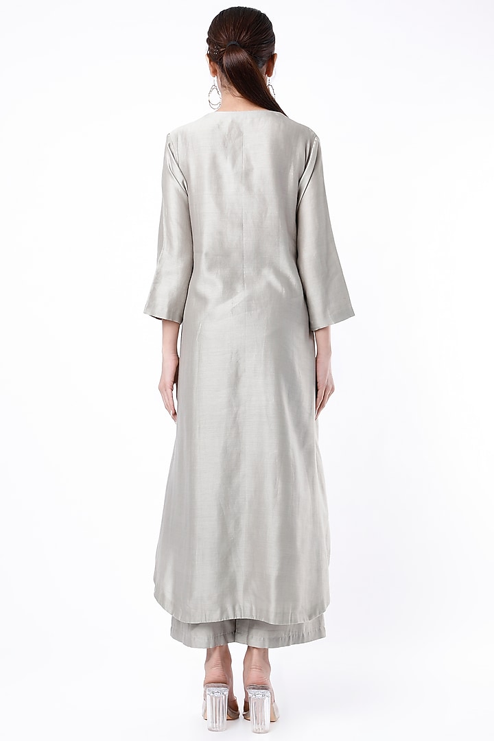 Grey Hand Embroidered Kurta Set by Cupid Cotton at Pernia's Pop Up Shop