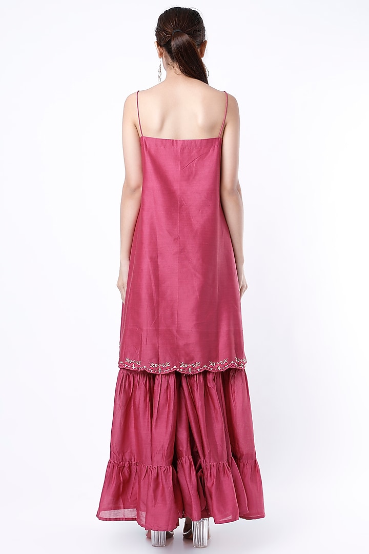 Fuchsia Silk Chanderi Party Wear Sharara Set by Cupid Cotton at Pernia's Pop Up Shop