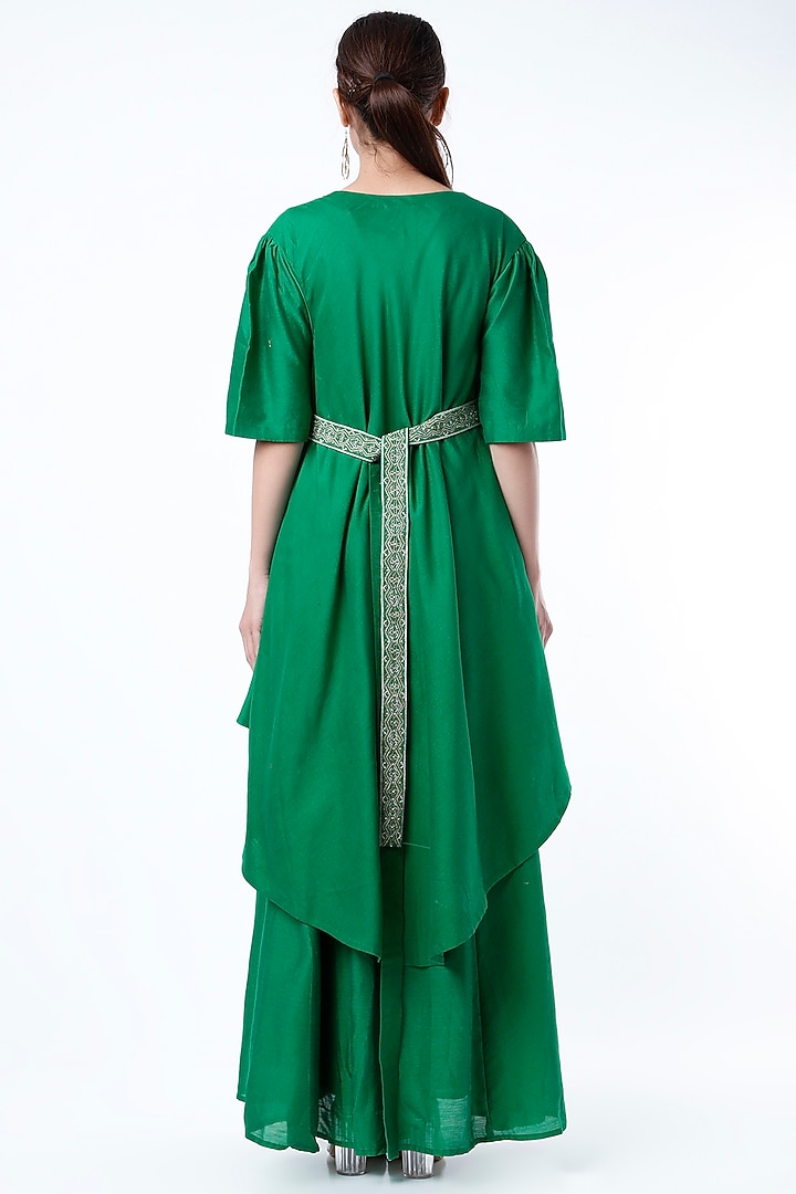 Green Embroidered Party Wear Anarkali With Jacket by Cupid Cotton at Pernia's Pop Up Shop