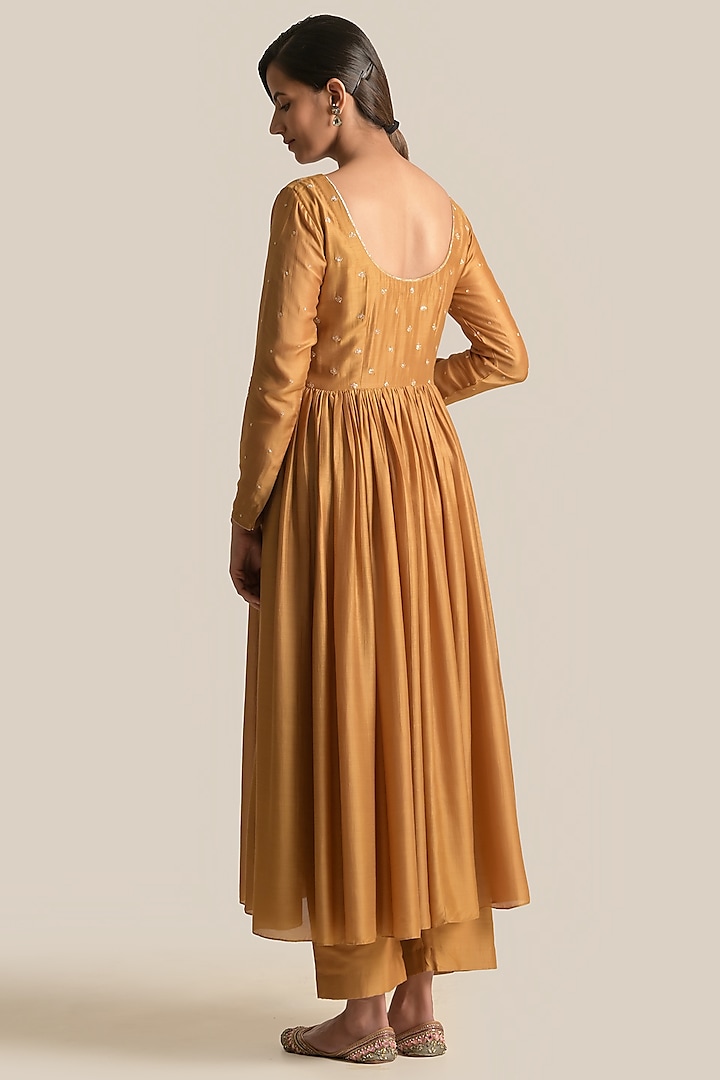 Gold Cotton Silk Anarkali Set by Cupid Cotton at Pernia's Pop Up Shop