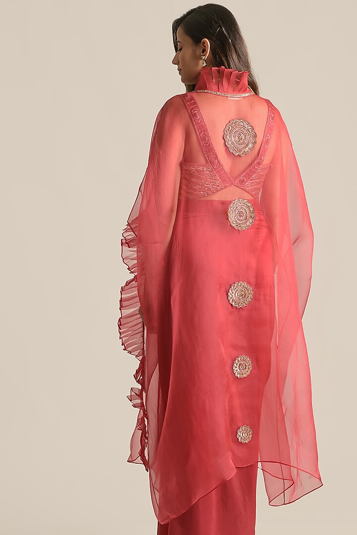 Red Silk & Organza Cape Set by Cupid Cotton at Pernia's Pop Up Shop