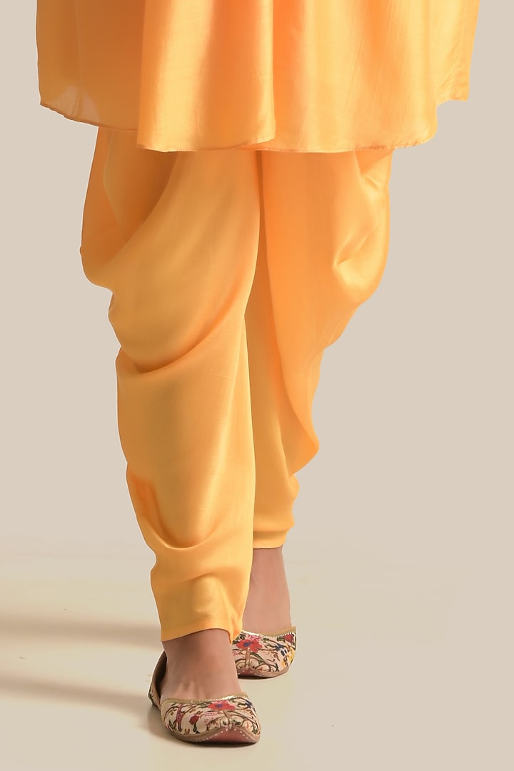 Yellow Silk Embroidered Kurta Set by Cupid Cotton at Pernia's Pop Up Shop